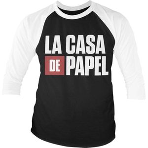 La Casa De Papel Raglan top -2XL- Logo Zwart/Wit