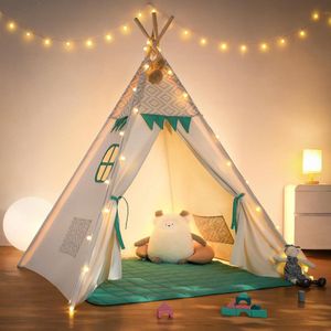 Tipi Tent - Tipi Tent Kinderen - Tipi Speeltent Inclusief Mat - Kindertent Met Lichtjes - Tipi Speeltent Makkelijk Op Te Zetten - Tippi Tent Speeltent