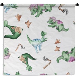 Wandkleed - Wanddoek - Kinderkamer - Dinosaurus - Voetafdruk - Jongens - Meisjes - Kinderen - Kindje - 90x90 cm - Wandtapijt