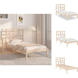 vidaXL Bedframe - Houten eenpersoonsbed - 100x200 cm - Massief grenenhout - Stabiel en comfortabel - Geschikt voor kleine ruimtes - Montage vereist - Bed