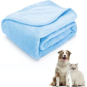 Hondendeken, zachte fleecedeken, wasbaar dek voor huisdieren, honden, katten, puppy's, zachte warme mat, blauw, 160 x 100 cm