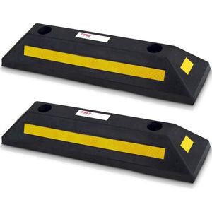 Pyle Wielstoppers voor Auto - 2 Zware Rubberen Voertuigparkeerdoelen- Auto Parkeerstopper- Stopblok voor wielen