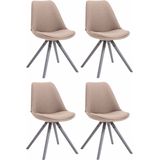 CLP Toulouse Set van 4 stoelen - Rond - Stof taupe grijs