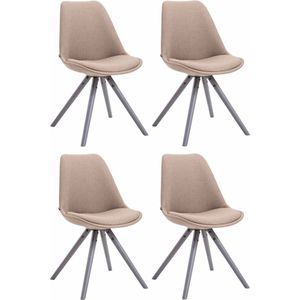 CLP Toulouse Set van 4 stoelen - Rond - Stof taupe grijs