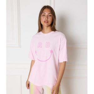 Refined Department T-shirt Bruna Ladies Knitted Smiley T Shirt R2407713459 300 Soft Pink Dames Maat - XS