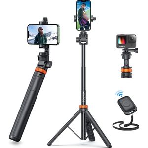 Sounix SelfieStick Tripod - Camerastatief - 160cm - Telefoon Statief - Tripod Smartphone - Telefoonhouder Standaard - Selfiestick Universeel - Zwart