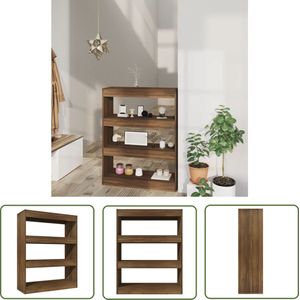 The Living Store Boekenkast/kamerscherm 80x30x103 cm bewerkt hout bruin eiken - Houten Boekenkast - Boekenplank - Kamerdivider - Bruine Eiken - Vintage Boekenkast