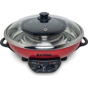 Remo - Elektrische fonduepan Koreaanse met grillplaat - 5,0 liter - 38cm - Koreaanse hotpot