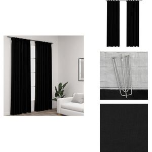 vidaXL Verduisterend Gordijn - 140 x 245 cm - Linnen-look - Zwart - Gordijn