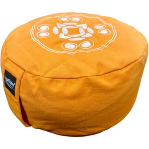 YogaStyles meditatiekussen - rond design oranje - met bolletjes