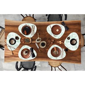 Placemat organisch - Placemats organic - Onderleggers - Marmer print - Wit - Patronen - 6 stuks