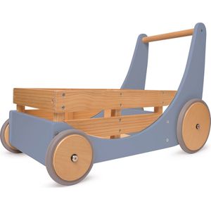 Kinderfeets 2-in-1 houten opbergkar & loopwagen - Slate Blue