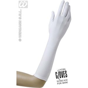 Widmann - Handschoenen Lycra 37 Centimeter Wit - Wit / Beige - Carnavalskleding - Verkleedkleding