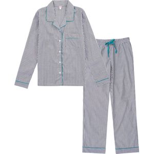 La-V katoen pyjama set voor dames met Zwart gestreept XXL (Valt klein)