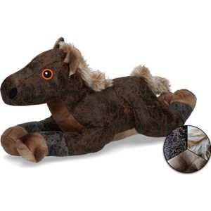 Elegant paard - honden speelgoed - hondenknuffel met piep - 37 x 14 x 15 cm - Donkerbruin