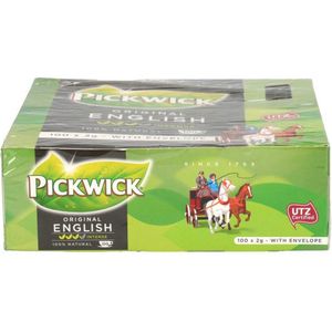 Thee pickwick engelse melange 100x2gr met envelop | Pak a 100 stuk | 6 stuks