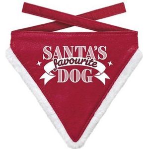 Plenty Gifts Kerst Bandana - Honden Bandana - Santa's Favourite Dog - 10 x 13 cm