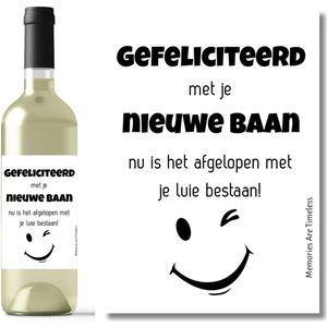 Wijnetiket Nieuwe Baan – Grappig Cadeau – Flesetiket A6 Sticker