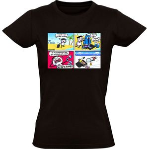 Koffer verwisseld met de zomer en de winter Dames T-shirt - vakantie - kleding - warm - koud - zwemmen - grappig