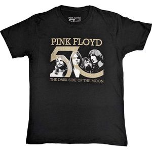 Pink Floyd - Band Photo & 50th Logo Heren T-shirt - L - Zwart