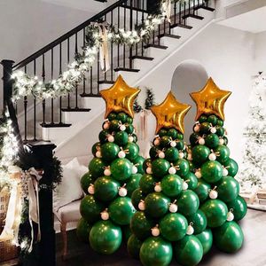 Unieke Kerstboom van latex ballonnen - 93-delige - Groen en Wit met Gouden Accenten - voor een Magische Kerst