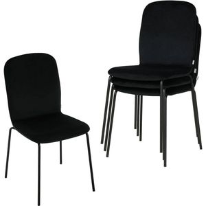 Rootz fluwelen eetkamerstoel set van 4 - elegante stoelen - comfortabele zit - ergonomisch ontwerp, stapelbaar, duurzaam - fluweel en metaal - 44 cm x 86 cm x 58,5 cm