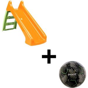 Glijbaan First Slide 73Cm Oranje/Groen + Voetbal