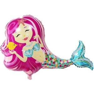 Zeemeermin ballon - XXL - 80x98cm - Folie ballon - Helium - Leeg - Regenboog - Ballonnen - Mermaid - Versiering - Thema feest - Verjaardag - Kinderfeest - Meisje - Girl - Onderwater