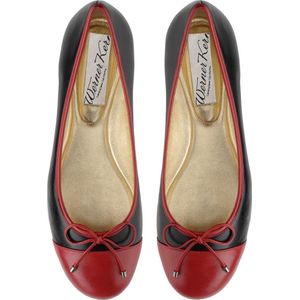 Ballerina's voor Dames – Zwart en Rood – Nappaleer – Instappers – Leren Zool –Werner Kern Ada – maat 41