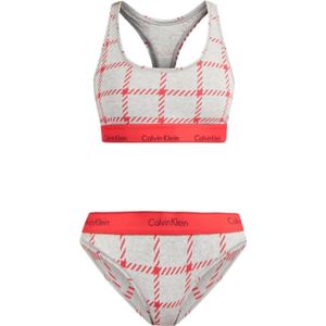 Calvin Klein dames ondergoed combi set (Maat M) Buster/Slip - Grijs/Rood