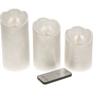 Kaarsen set van 3x stuks led stompkaarsen zilver met afstandsbediening - Woondecoratie - Elektrische kaarsen