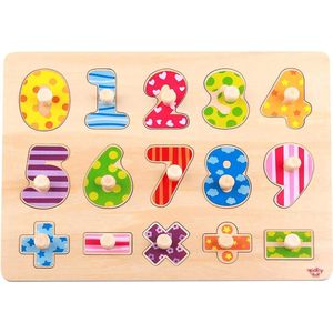 Tooky Toy Vormenpuzzel Cijfers Junior 30 X 22,5 Cm Hout 15 Stuks