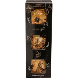 TS Collection - Kerstbal Cotton cream - Set van 3 - Metaal & Epoxy - Exclusieve woonitems voor binnen - Handgemaakt - Unieke print - Designed by Lammie