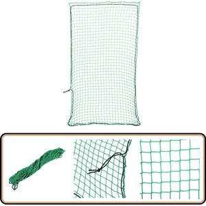 vidaXL Aanhangwagennet - 4,5x2,5m - Groen - UV-bestendig Aanhangwagennet - Trailer Net - Bagagestropsysteem - Lashing Net - Cargo Net