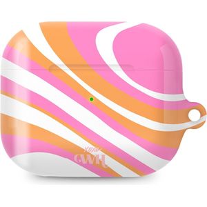 xoxo Wildhearts hoesje geschikt voor AirPods Pro 2 - Chasing Sunsets - Glossy - Ook als telefoonhoesje verkrijgbaar - schokbestendige case - koptelefoon hoesje - Glimmend - Beschermhoes met golvende print - golven - Beige - Oranje - Roze