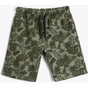 Koton Normale taille Direct Korte broek met palmpatroon boven de knie, gestrikte taille