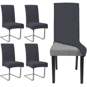Stretch Stoelhoezen Set van 4 - Waterdichte, Elastische en Wasbare Overtrekken voor Eetkamerstoelen - Antraciet