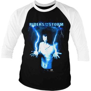 The Doors Raglan top -L- Jim Morrison - Riders On The Storm Zwart/Wit