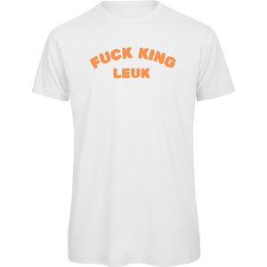 Koningsdag t-shirt wit L - Fuck king leuk - soBAD.| Oranje shirt dames | Oranje shirt heren | Koningsdag | Oranje collectie