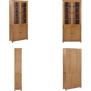 vidaXL Boekenkast met 4 deuren 90x35x200 cm massief eikenhout en glas - Boekenkast - Boekenkasten - Kast - Kasten