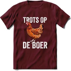 T-Shirt Knaller T-Shirt|Trots op de boer / Boerenprotest / Steun de boer|Heren / Dames Kleding shirt Kip|Kleur Burgundy|Maat XXL
