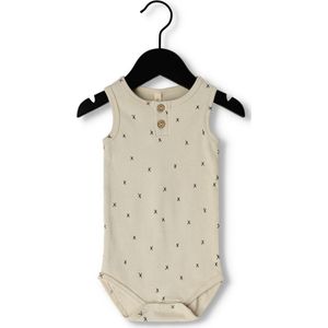 Quincy Mae Sleeveless Henley Bodysuit Rompers & Boxpakken Unisex - Grijs - Maat 50/62