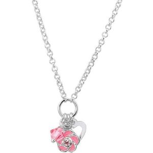 YO&NO - Ketting - Zilver -  Anker - Bloem - Zirkonia - 1,7mm - 40cm - Kinderen - Gerhodineerd - Zilver 925