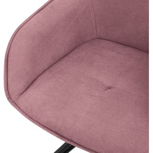 ML-Design eetkamerstoel draaibaar van textiel geweven stof, antiek roze, woonkamerstoel met armleuning, rugleuning, 360° draaibare stoel, gestoffeerde stoel met metalen poten, keukenstoel lounge stoel