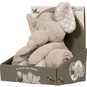 Bo Jungle - Dekentjes met knuffel - Badstof - Fleece - XL 75 x 100 cm - Wiegdeken - Pluche diertjes - Doodoo - Kraamcadeau - Push toy with banket Zimbé de Olifant