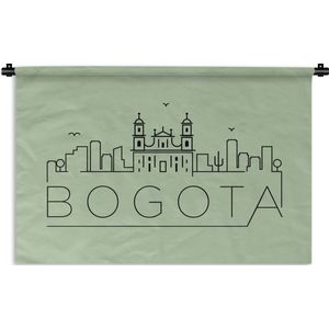 Wandkleed Wereldsteden - Skyline Bogota groen Wandkleed katoen 180x120 cm - Wandtapijt met foto XXL / Groot formaat!