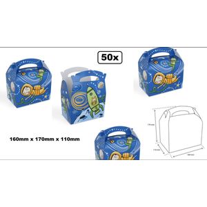 50x Happy kids menu box Space - menu box take away restaurant festival thema party friet hamburger