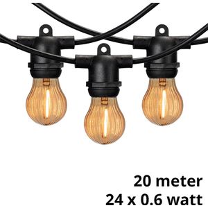 Lybardo lichtsnoer buiten - Lichtslinger - 20 meter inclusief 24 amber LED pumpkin lampjes 0.6 watt | IP54 waterdicht