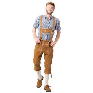 Tannhauser Lederhosen Markus Lang 100% Echt Leder Oktoberfest Heren Lederhosen Man Carnavalskleding Heren - Leer -Bruin -5XL