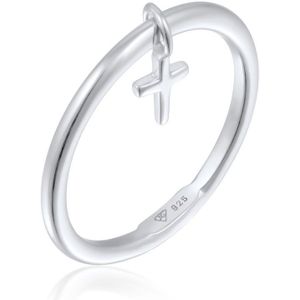 Elli Dames Ring Dames Stapel Basis Kruis Hanger in 925 Sterling Zilver